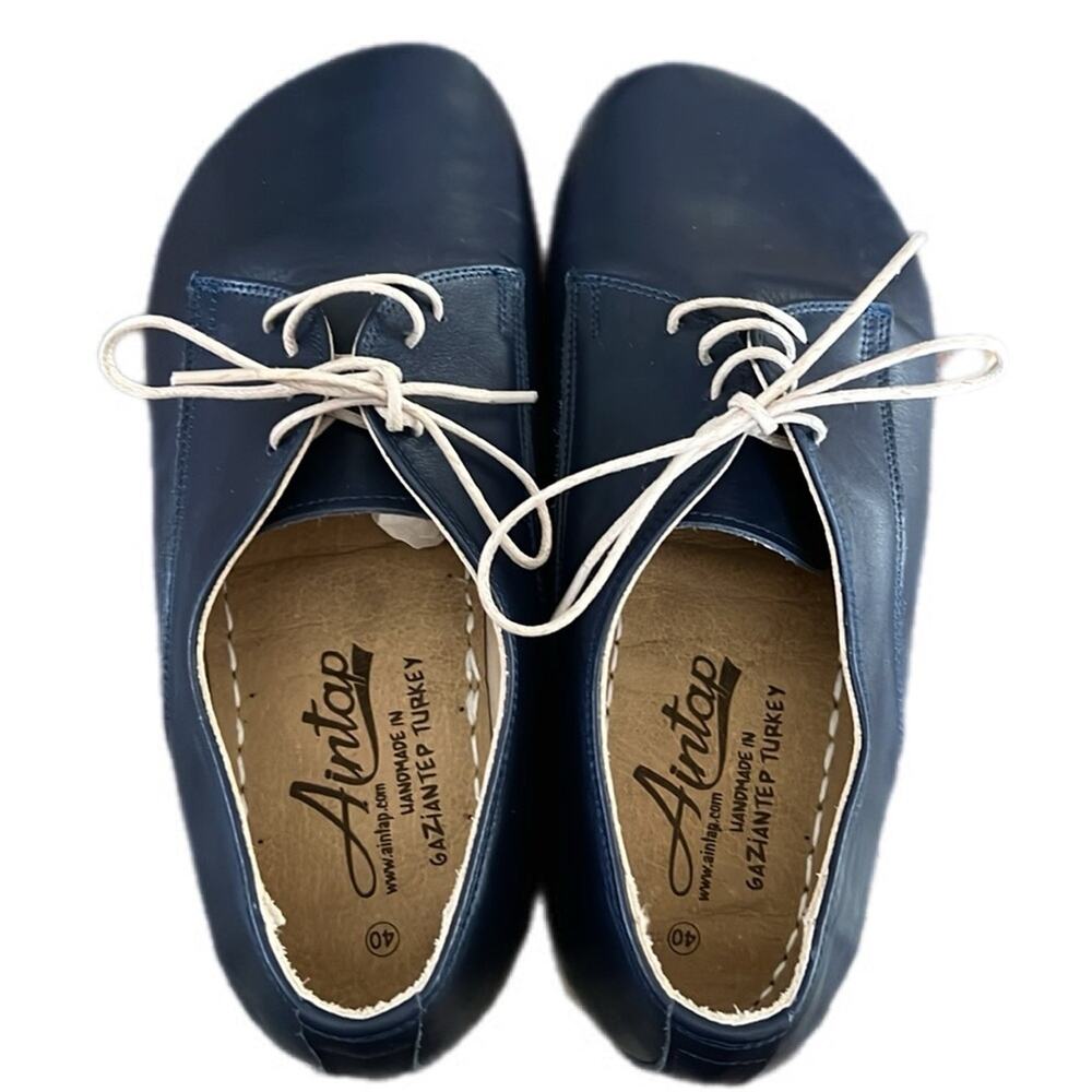 Aintap Barefoot Leather Oxfords 40 Navy Blue Womens Shoes Zero Drop Comfort - Picture 5 of 7